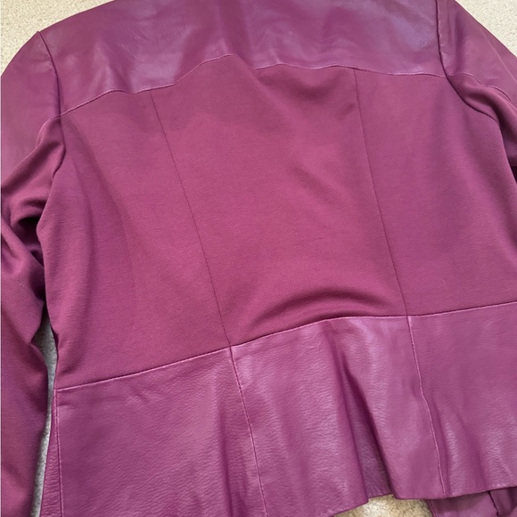 Vintage Hal Rubenstein Sz. L Purple Textured 100% Leather Jacket W/Pockets - Picture 11 of 14